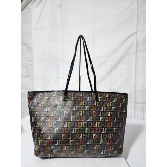 Fendi Multicolored Zucca Coated Canvas Large Roll Tote Bag - Picture 1 of 15